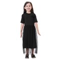 thumbnail image 1 of ZXLBBD Dresses for Girls alf Sleeve Round Neck Solid Color Cozy Brethable Straight Floor Length Traditional Princess Holiday Party Dress, 1 of 3