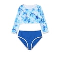 thumbnail image 1 of ZXLBBD Girl Swimsuits 2 Piece Bathing Suits for Kids Sun Protection Rash Guard Long Sleeve and Bottom for Water Play Casual Beach Swimwear, 1 of 4
