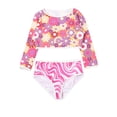 thumbnail image 1 of ZXLBBD Girl Swimsuits 2 Piece Bathing Suits for Kids Sun Protection Rash Guard Long Sleeve and Bottom for Water Play Casual Beah Swimming, 1 of 4
