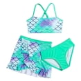 thumbnail image 1 of ZXLBBD Girl Swimsuits 3 Piece Scale Bathing Suit Cute Print Bikini Sets with Cover Ups Skirt Kids Water Play Holiday Summer Pool Beach, 1 of 6