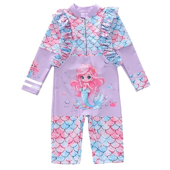 ZXLBBD Girl Swimsuits Long Sleeeve Ruffled Sun Protection Rash Guard with Shorts Bathing Suit for Toddler Kids Princesses Casual Beah Swimming