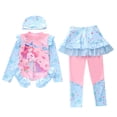 thumbnail image 1 of ZXLBBD Girl Swimsuits Long Sleeve 3 Piece Rash Guard with Flounce Bottom Sun Protective Swimsuit for Toddler Kids Summer Pool Beach, 1 of 4