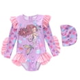 thumbnail image 1 of ZXLBBD Girl Swimsuits Sun Protection Cartoon Prints Long Sleeved Colorful Ruffled Child Kids Holiday Swimsuit Summer Pool Beach, 1 of 4