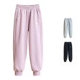 thumbnail image 1 of ZXLBBD Girl's Elastic Waist Joggers Sweatpants with Embroidery Design Loose Fit Sporty Trousers for Big Kids Fall Durable Casual Outdoor,Light Purple,Size 5 Y-6 Y, 1 of 5