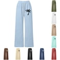 thumbnail image 1 of ZXLBBD Girl's Elastic Waist Straight Leg Summer Beach Pants with Drawstring for Kids Kids Comfort Soft Bottoms Versatile Casual Outdoor,Light Blue,Size 8 Y-9 Y, 1 of 4