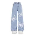 thumbnail image 1 of ZXLBBD Girl's Elastic Waist Wide Leg Denim Pants for Kids Stretch Jeans with Comfortable Everyday Fit Fashion Causal Daily Wear,Light Blue,Size 7 Y-8 Y, 1 of 5