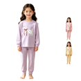 thumbnail image 1 of ZXLBBD Girls' 2 Piece Pajamas Set Long Sleeve Crew Neck Top Polka Dot Animal Print Elastic Jogger Pants Kids Soft Loungewear Clothing Sets,Purple,Size 3 Y-4 Y, 1 of 4