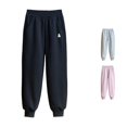 thumbnail image 1 of ZXLBBD Girls Elastic Waist Joggers Sweatpants with Embroidery Design Loose Fit Sporty Trousers for Big Kids Fall Versatile Casual Outdoor,Black,Size 13 Y-14 Y, 1 of 5