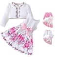thumbnail image 1 of ZXLBBD Girls Floral Dress Set Spring Fall Vacation Outfits Toddler 2 Piece Outfit with Cardigan and Floral Print Dress Clothes Sets,Hot Pink,Size 6 Y-7 Y, 1 of 7