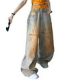 thumbnail image 1 of ZXLBBD Girls Jeans Straight Leg Trousers for Kids Toddler Orange Doodle Design Long Denim Pants Casual Versatile Outdoor Daily Wear Size 9 Y-10 Y, 1 of 7