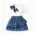 thumbnail image 1 of ZXLBBD Girls' Matching Outfit 2 Piece Cute Casual T Shirts and Ruffle Hem Skorts Summer Soft Breathable Comfort Clothing Sets,White,Size 4 Y-5 Y, 1 of 7