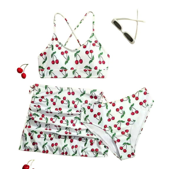 ZXLBBD Girls Printed Two Piece Swimsuit Bikini Sleeveless Top Bottom Bathing Suit Quick Drying for Big Kids Beach Pool Summer Holiday Vacation Swimwear Size 10 Y-11 Y
