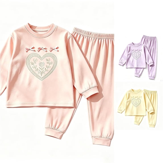ZXLBBD Girls' Summer Graphic Soft Pajamas Pullover and Pants Casual 2 Piece Outfit for Toddler Kids Loose Fit Sleepwear Clothing Sets,Pink,Size 3 Y-4 Y