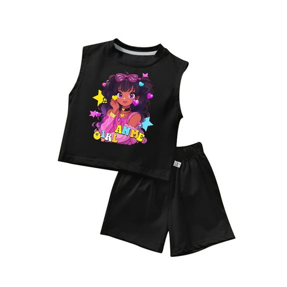 ZXLBBD Girls Summer Outfits 2 Piece Set Cute Toddler Tank Top and Shorts Playwear Soft Breathable Casual Comfort Outdoor Daily Wear Size 2 Y-3 Y