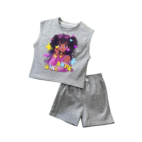 ZXLBBD Girls Summer Outfits 2 Piece Set Cute Toddler Tank Top and Shorts Playwear Soft Breathable Casual Comfort Outdoor Daily Wear Size 9 Y-10 Y