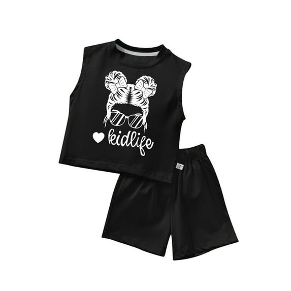 ZXLBBD Girls Summer Outfits 2 Piece Set Cute Toddler Tank Top and Shorts Playwear Soft Breathable Casual Relaxed Fit Outdoor Daily Wear Size 2 Y-3 Y