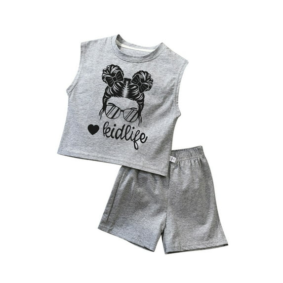 ZXLBBD Girls Summer Outfits 2 Piece Set Cute Toddler Tank Top and Shorts Playwear Soft Breathable Casual Relaxed Fit Outdoor Daily Wear Size 9 Y-10 Y