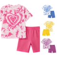 thumbnail image 1 of ZXLBBD Girls' Summer Outfits 2 Piece Short Sleeve Top and Shorts Casual Playwear Soft Comfortable Daily Wear Toddler Kids Clothes Sets,Red,Size 9 Y-10 Y, 1 of 4