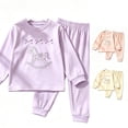 thumbnail image 1 of ZXLBBD Girls Summer Sleepwear Soft Graphic Pajamas Set and Pajama Pants Casual 2 Piece Outfit for Toddler Kids Home Outfit Clothes Sets,Purple,Size 3 Y-4 Y, 1 of 4