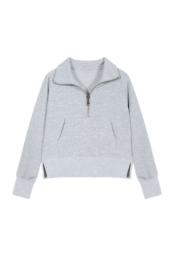 Girls Sweatshirts Half Zip Long Sleeve Cropped Hoodies Preppy Cute Clothes with Thumb Hole Casual Loose Fit Outdoor Daily Wear Size 9 Y-10 Y
