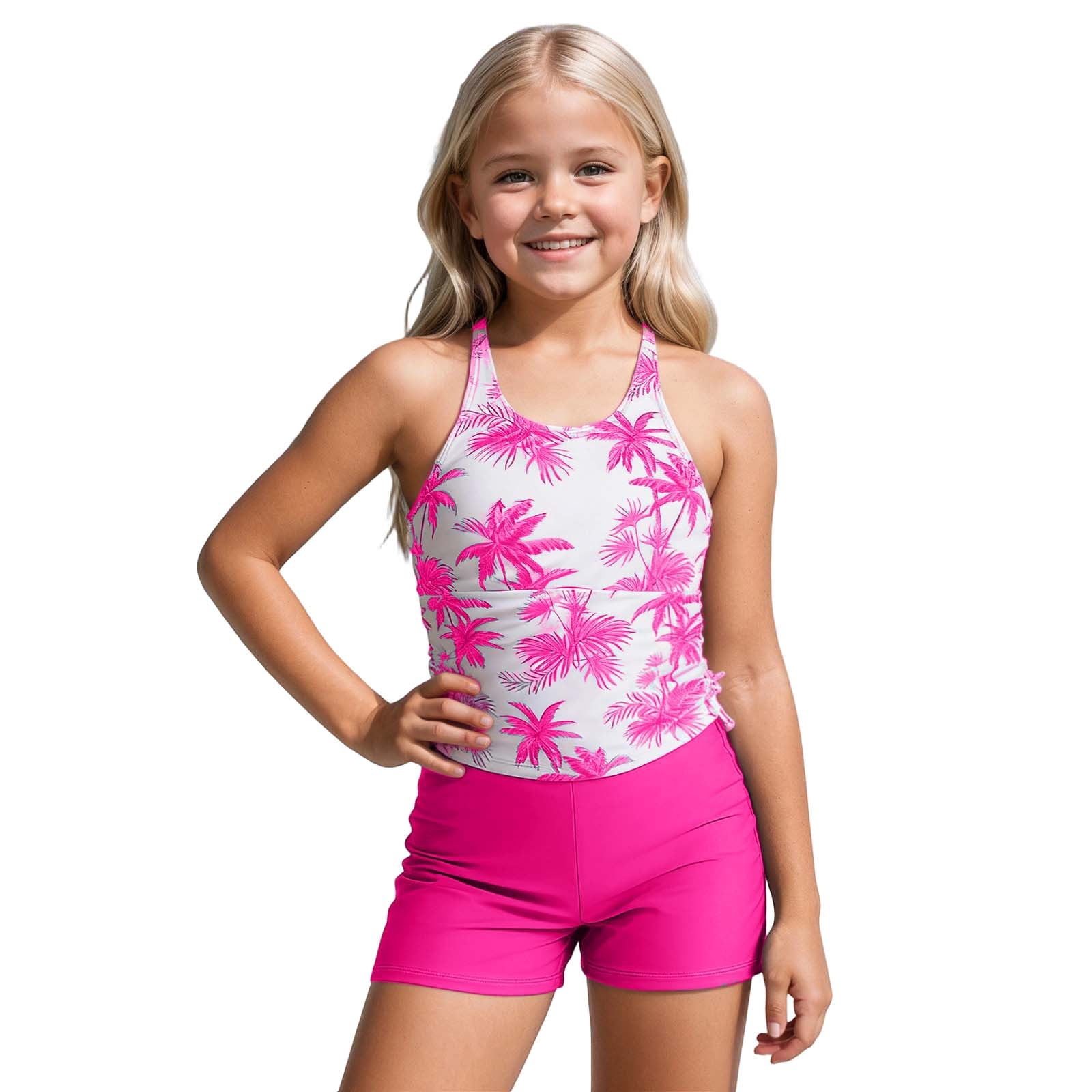 ZXLBBD Girls Swimsuits Kids Two Piece Swimsuit Set Fashion Tankini
