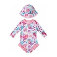 thumbnail image 1 of ZXLBBD Girls' Swimwear Long Sleeve Snap Button with Matching Sun Hat for Baby Upf 50+ Rash Guard Lightweight Vacation Outfit, 1 of 4