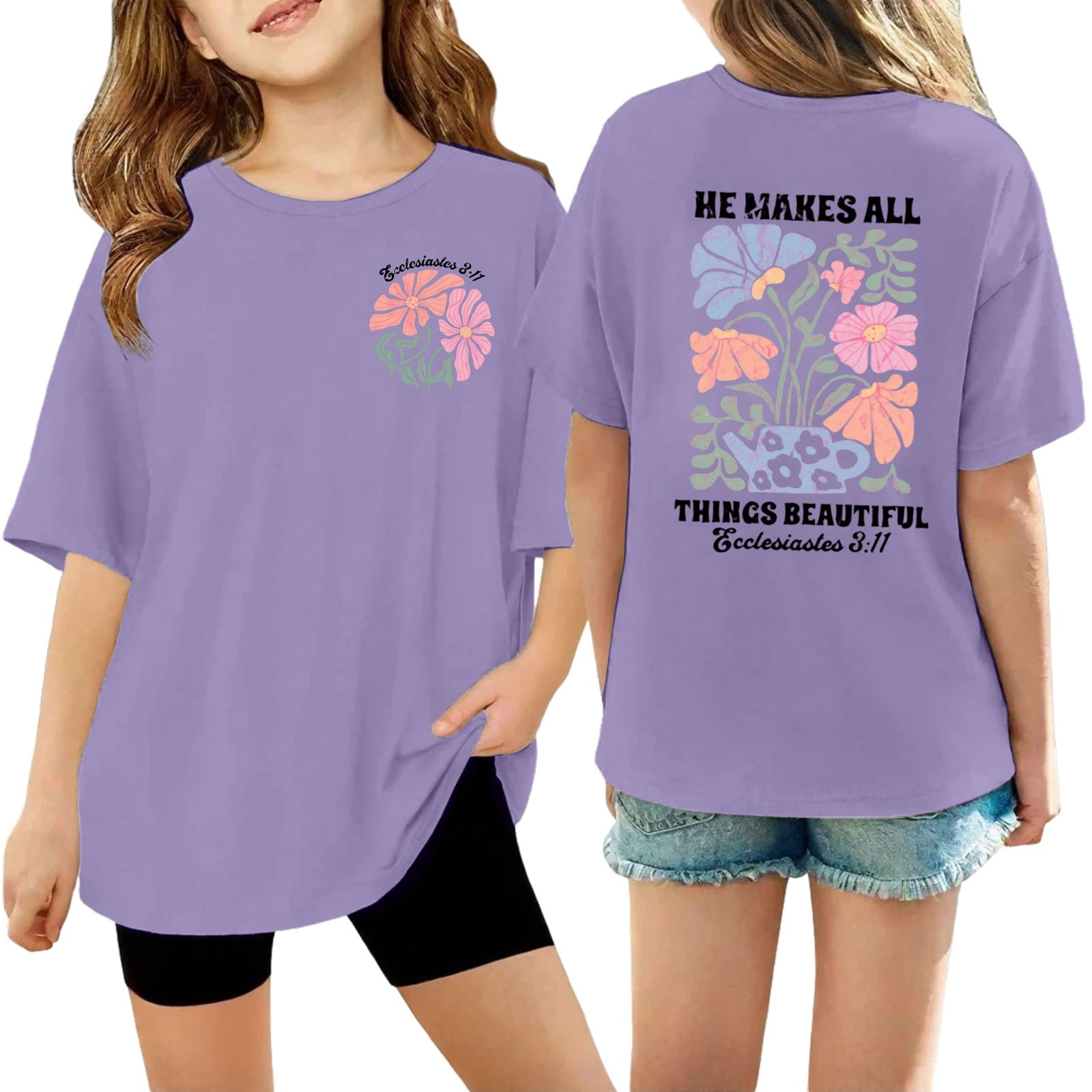 ZXLBBD Girls T Shirts Fashion Printed Soft Loose Graphic Tee Top
