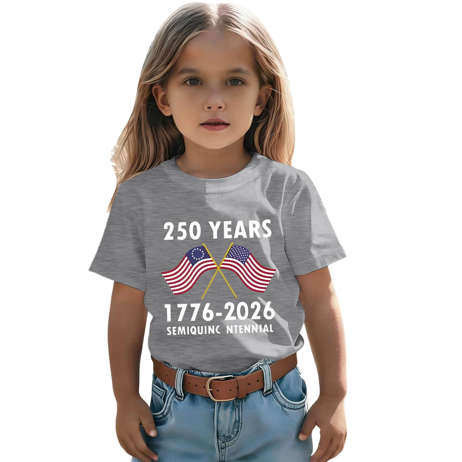 へ ZXLBBD Shirts for Girls Kids Patriotic Graphic Tee 4th of July