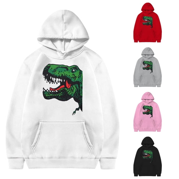 ZXLBBD Hoodies for Boys Children Kids Dinosaur Print Hoodie Sweatshirt with Front Pocket Fashion Versatile School and Daily Wear Casual Durable,White,Size 12 Y-13 Y