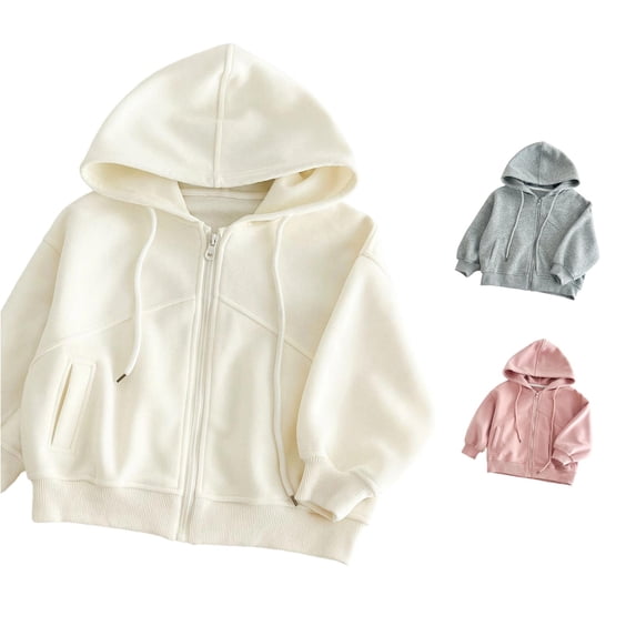 ZXLBBD Hoodies for Boys Zip Up Hoodie Sweatshirt Solid Color Outerwear Lightweight Jacket with Drawstring for Toddler Youth Fall Casual Durable,Beige,Size 5 Y-6 Y
