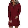 thumbnail image 1 of ZXLBBD Hoodies Dress Fall Long Sleeve Sweatshirts Button Down Drawstring Top Lightweight Dress Casual Party Evening Comfort Daily Wear, 1 of 4