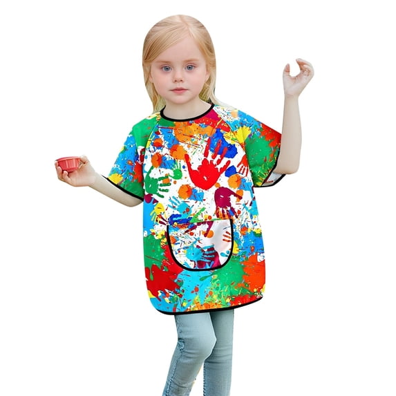 ZXLBBD Kids Art Smock with Long Sleeve Painting Apron for Child Boys Girls Craft Protective Coverall with Pocket Casual Loose Fit
