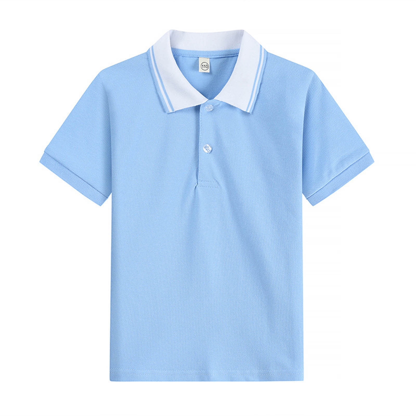 ZXLBBD Kids Boys Short Sleeve Polo Shirts Lapel Solid Color Summer