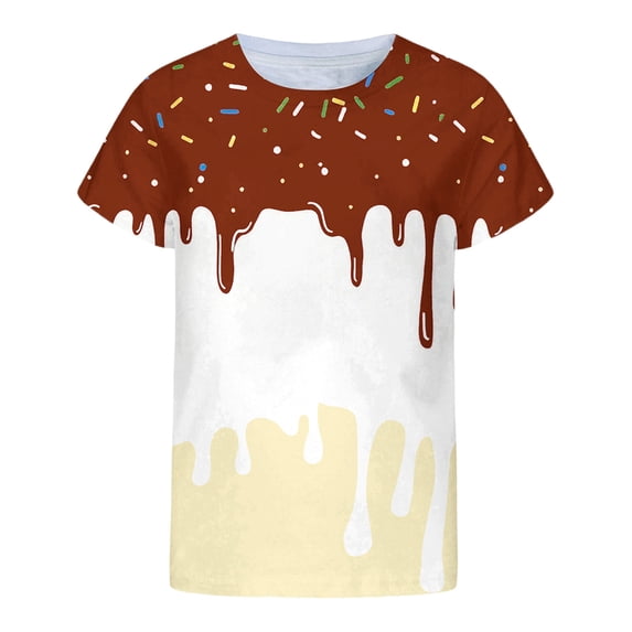 ZXLBBD Kids Boys Short Sleeve T Shirts Loose Soft Ice Cream Graphic Tee Trendy Summer Top for Youth Activewear Stylish Outdoor