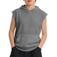 thumbnail image 1 of ZXLBBD Kids Boys Tank Tops Undershirts Hoodie Sleeveless Athletic Workout Hooded Shirts Solid Color Basic Tees Casual Daily Wear, 1 of 7