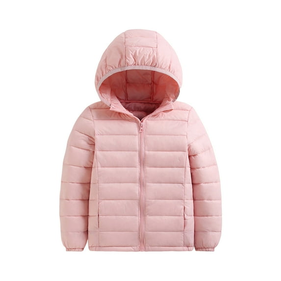 ZXLBBD Kids Coat Fall Winter Girls Boys Hooded Jackets Solid Color Toddler Windproof Warm Casual Loose Fit Outdoor Daily Wear Size 8 Y-9 Y