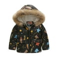 thumbnail image 1 of ZXLBBD Kids Coat Winter Baby Jacket Girls Hooded Prints Toddler Zipper Windproof Warm Thicken Casual Versatile Outdoor Daily Wear Size 2 Y-3 Y, 1 of 2