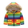 thumbnail image 1 of ZXLBBD Kids Coat Winter Baby Jacket Girls Hooded Prints Toddler Zipper Windproof Warm Thicken Casual Versatile Outdoor Daily Wear Size 2 Y-3 Y, 1 of 2