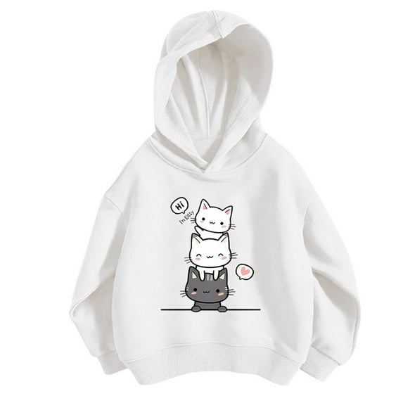 ZXLBBD Kids Girls Sports Shirt Boys Print Personality Pullover Hooded Sweatshirt Tops Casual Loose Fit Outdoor Daily Wear Size 3 Y-4 Y