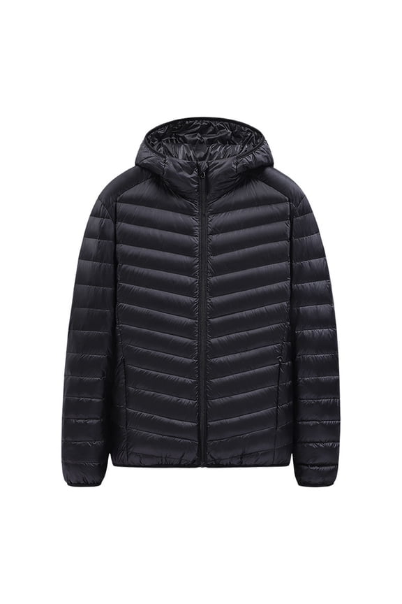 Large Men's Solid Color Hooded Jacket Men's Slim Fit Warm Jacket Casual Outdoor Cozy Daily Wear