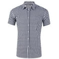 thumbnail image 1 of ZXLBBD Male Plaid Print Shirt Pocket Short Sleeve Turn Down Collar Shirt Button formal Shirt Casual Outdoor Loose Fit Daily Wear, 1 of 3