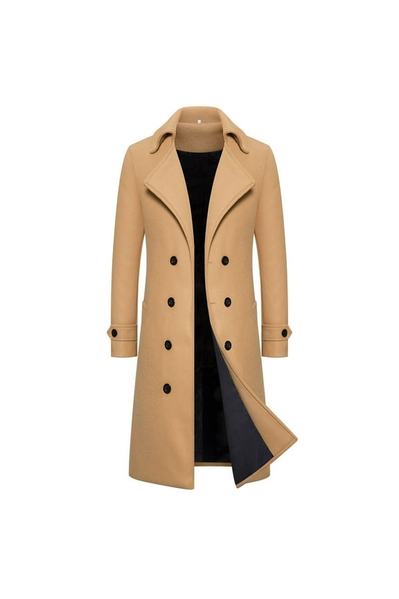 Male Warm Solid Color Jacket Stand Collar Long Sleeve Zipper Fly Pocket Jacket Coat Casual Outdoor Loose Fit Daily Wear