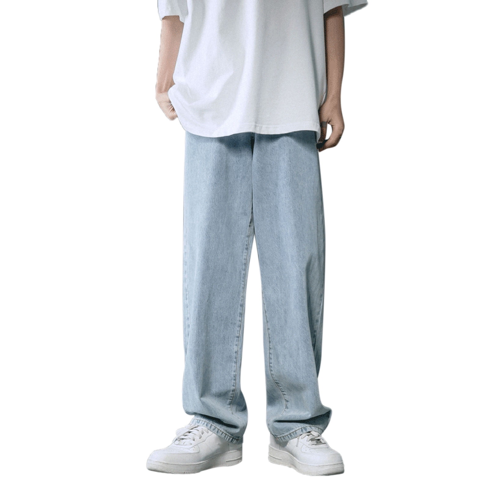 ZXLBBD Men Fashion Plus Size Jeans Street Wide Leg Trousers Pants