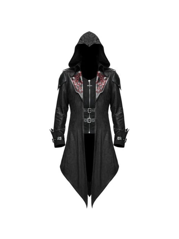 Men Tailcoat Jacket Goth Steampunk Uniform Hoodie Party Outwear Long Sleeve Coat Casual Outdoor Comfort Daily Wear