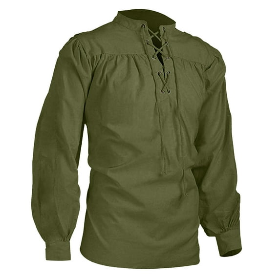 ZXLBBD Men Tops Fashion Color Shirt Men Bandage Long Sleeve Medie Shirt Gothic Man Blouse Casual Outdoor Versatile Daily Wear