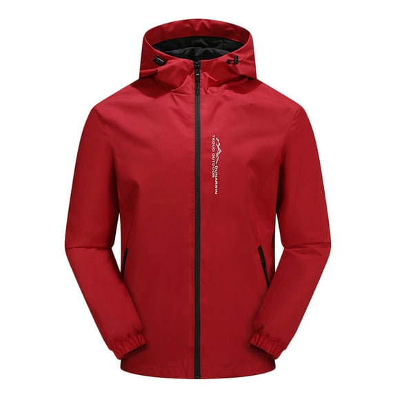 ZXLBBD Men's Fall Winter Hooded Waterproof and Windproof Thin Jacket Top Blouse Coat Casual Outdoor Relaxed Fit Daily Wear
