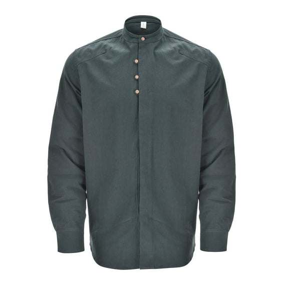 ZXLBBD Men's Fashion Solid Color Stand Collar Long Sleeve Slim Fit Shirt Casual Outdoor Relaxed Fit Daily Wear
