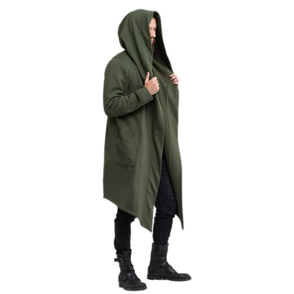 ZXLBBD Men's Jacket Dark Style Long Cardigan Cloak Coat Hooded Sweater Casual Outdoor Versatile Daily Wear