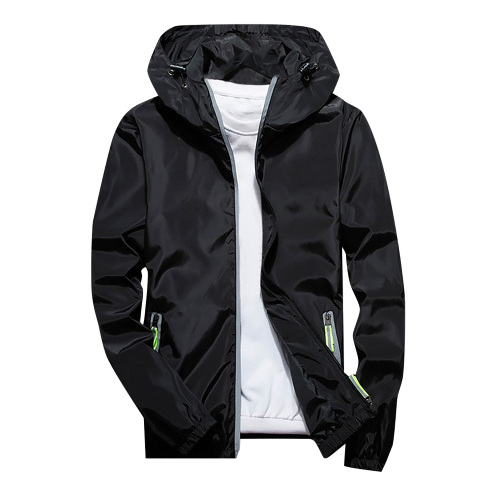 ZXLBBD Men's Pure Color Plus Size Hoodie Reflective Zipper Sports