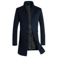 thumbnail image 1 of ZXLBBD Men's Solid Color Single Long Sleeve Lapel Collar Pocket Overcoat Casual Outdoor Cozy Daily Wear, 1 of 3